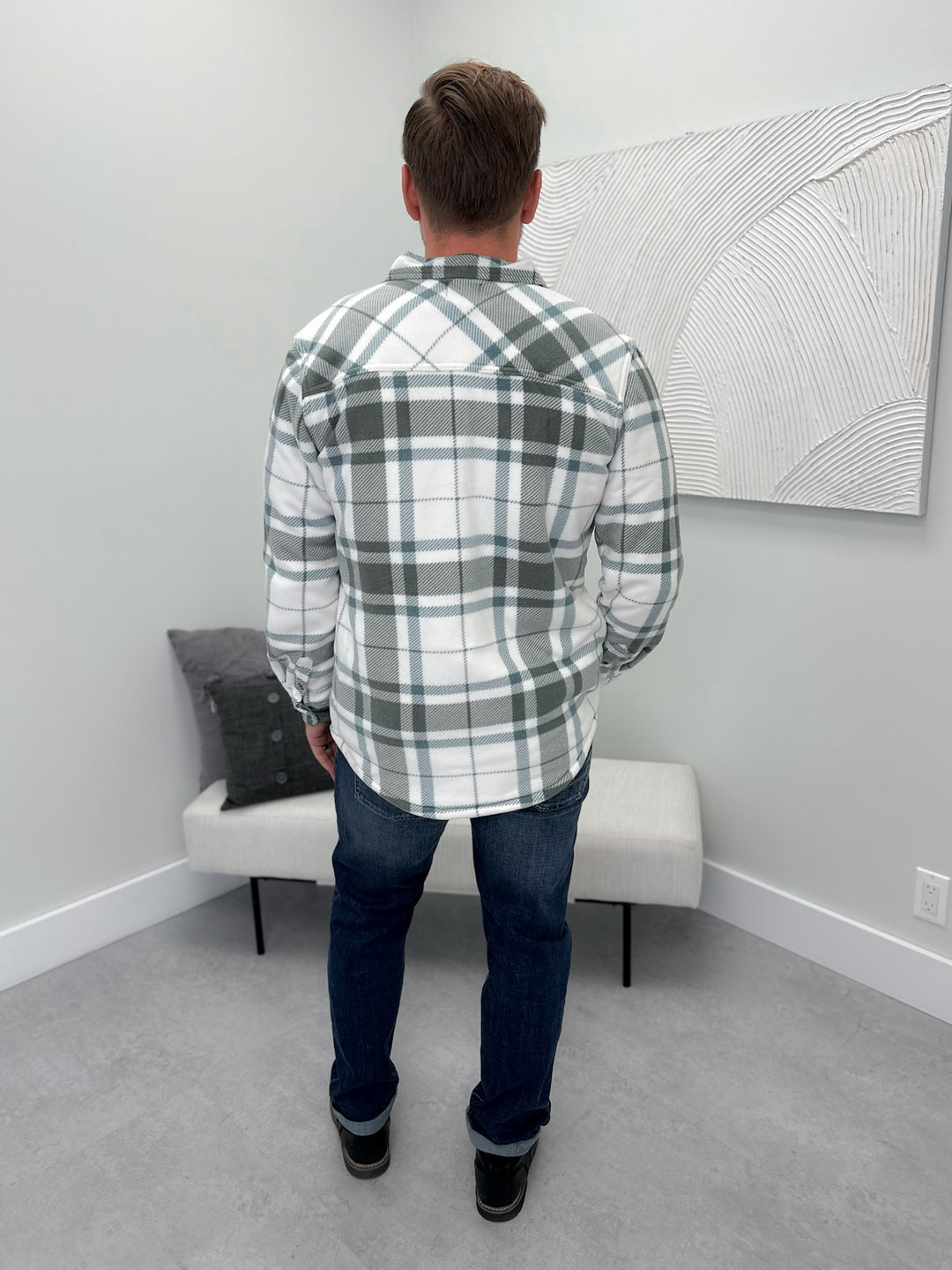 Mens Caspian Fleece Shacket in Sage