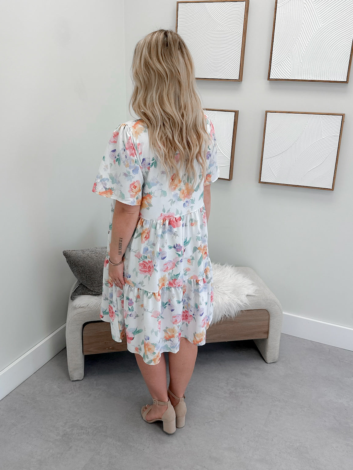 Aftyn Floral Dress in Ivory