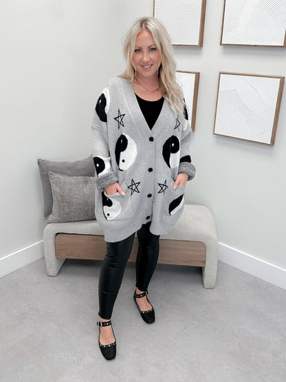 Yin Yang Cardigan in Grey