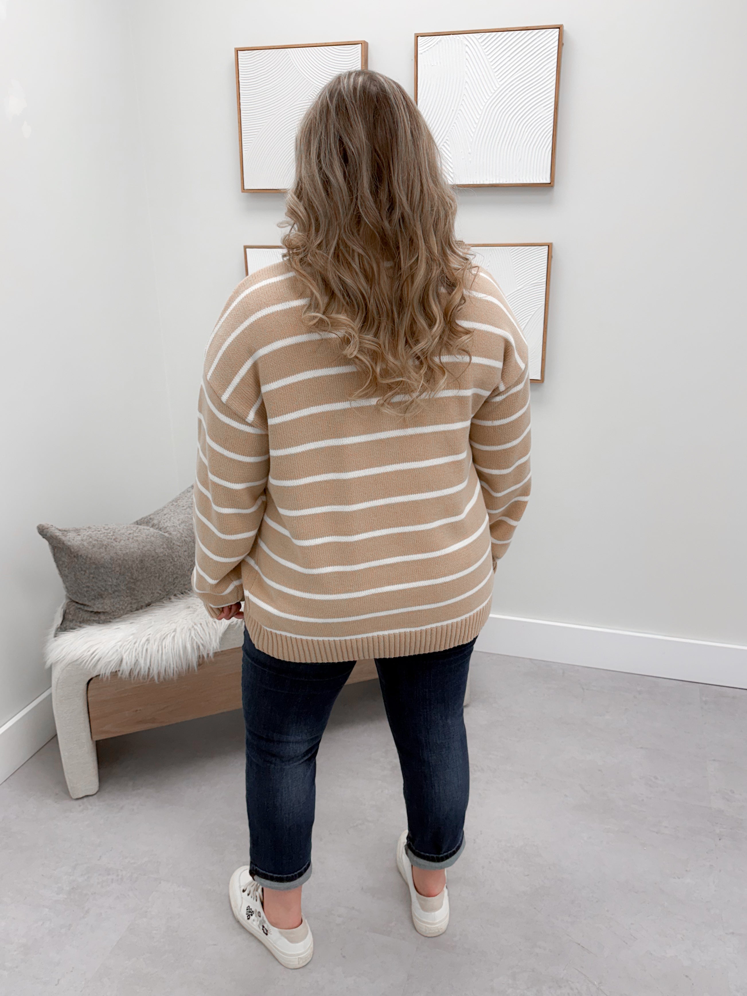 Dua Striped Sweater in Taupe