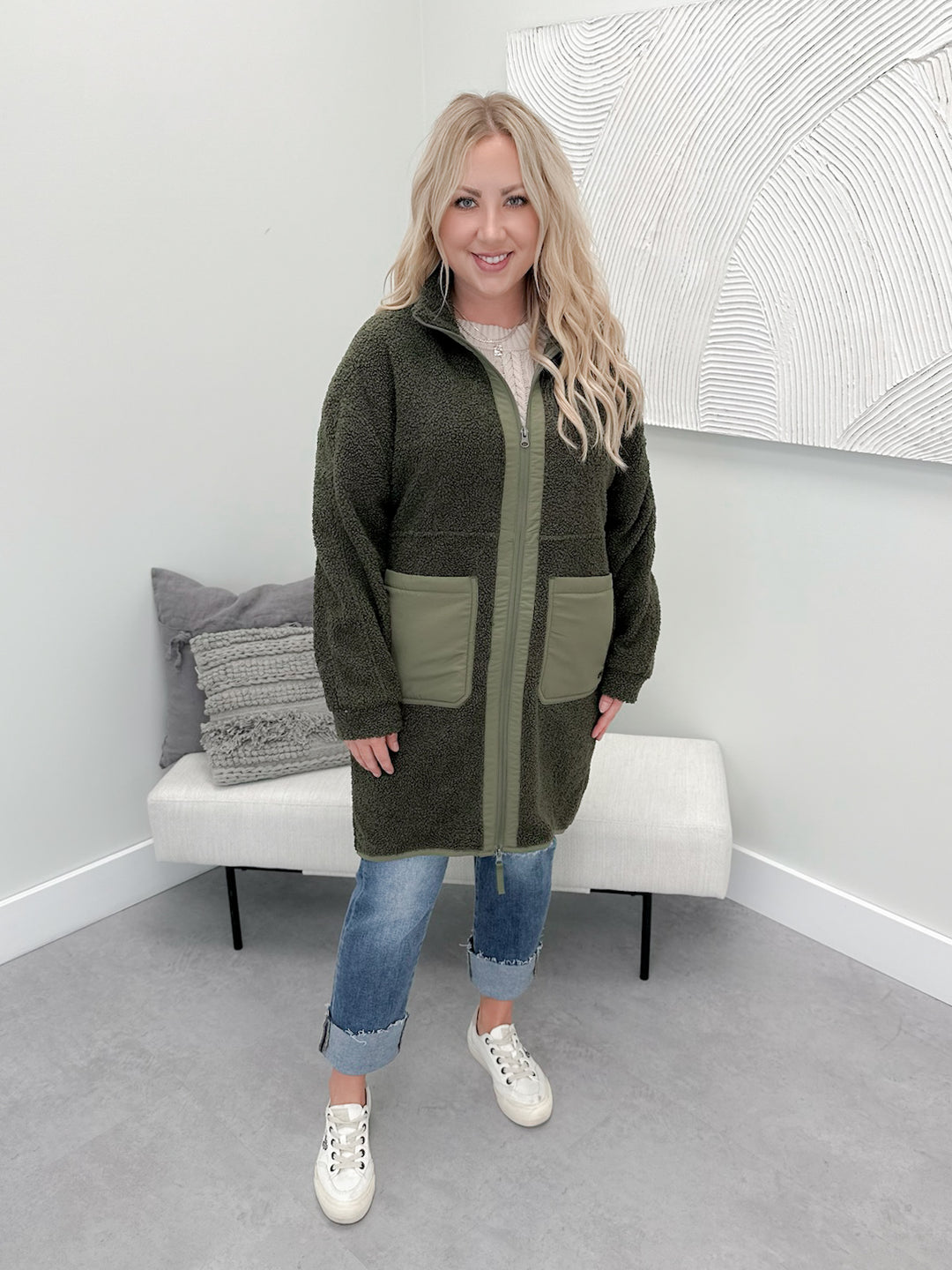 Beckham Long Jacket in Burnt Olive