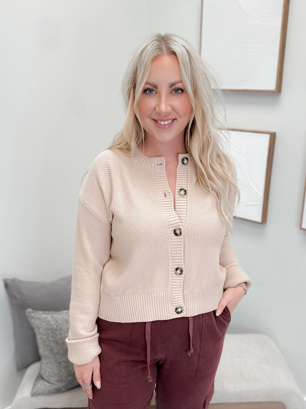 Cloud Knit Cardigan in Chai by Ampersand Avenue