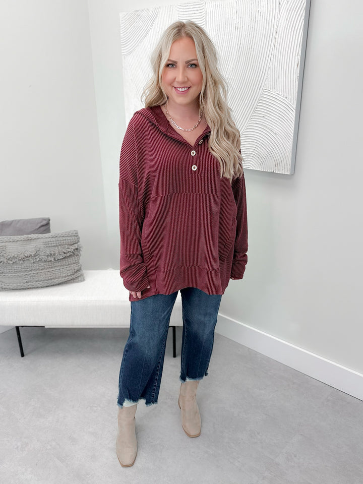 Lettie Ripple Hoodie in Burgundy