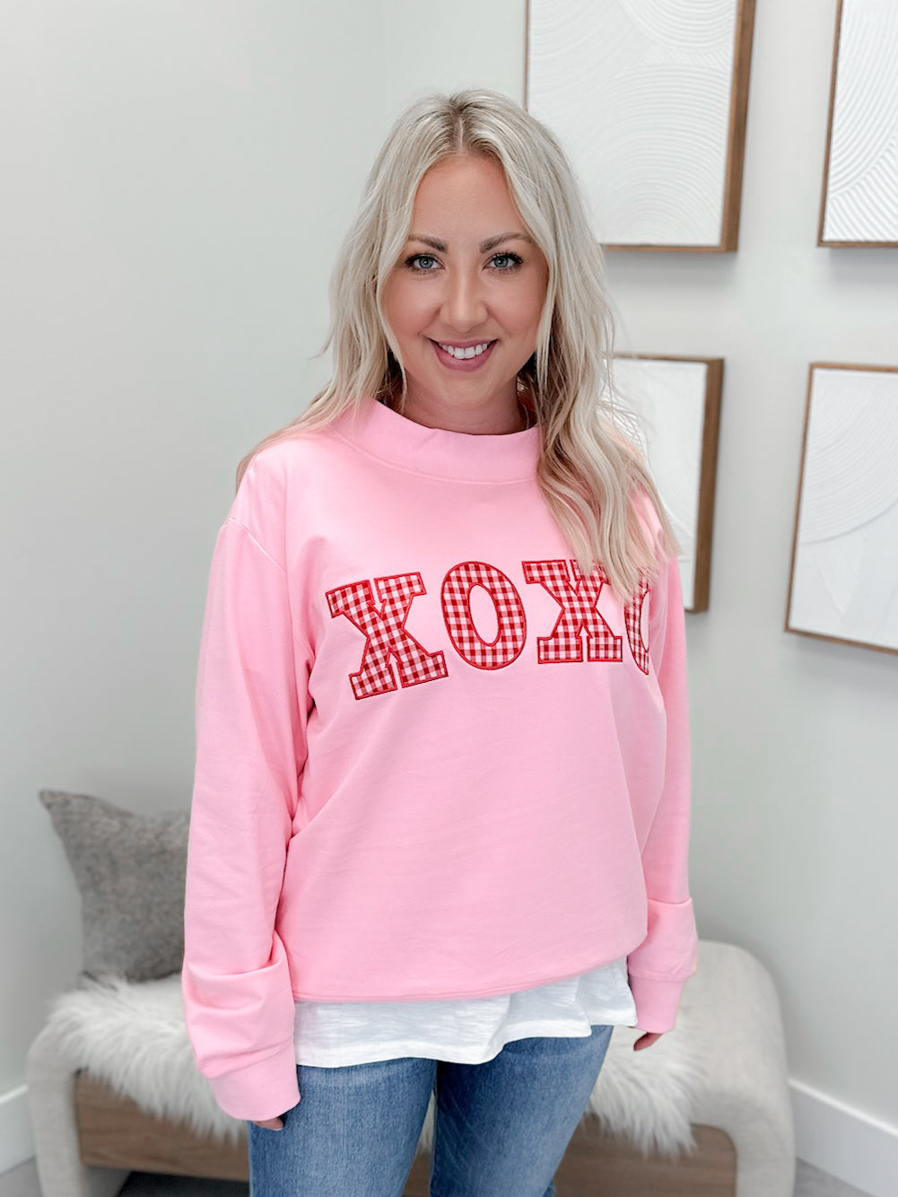 Kisses & Hugs Pullover in Pink