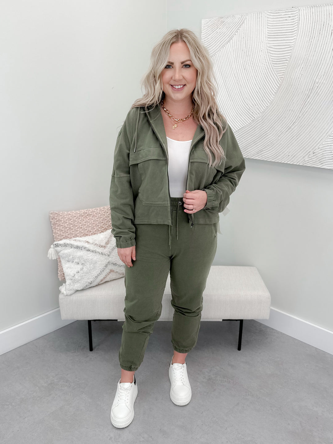 Marion Twill Joggers in Army Green