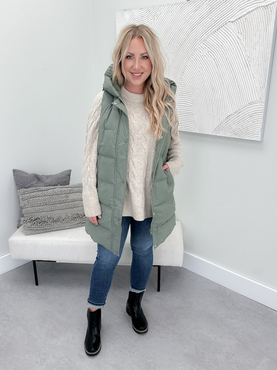 Timber Vest in Dusty Olive