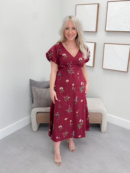 Marta Dress in Wine Floral