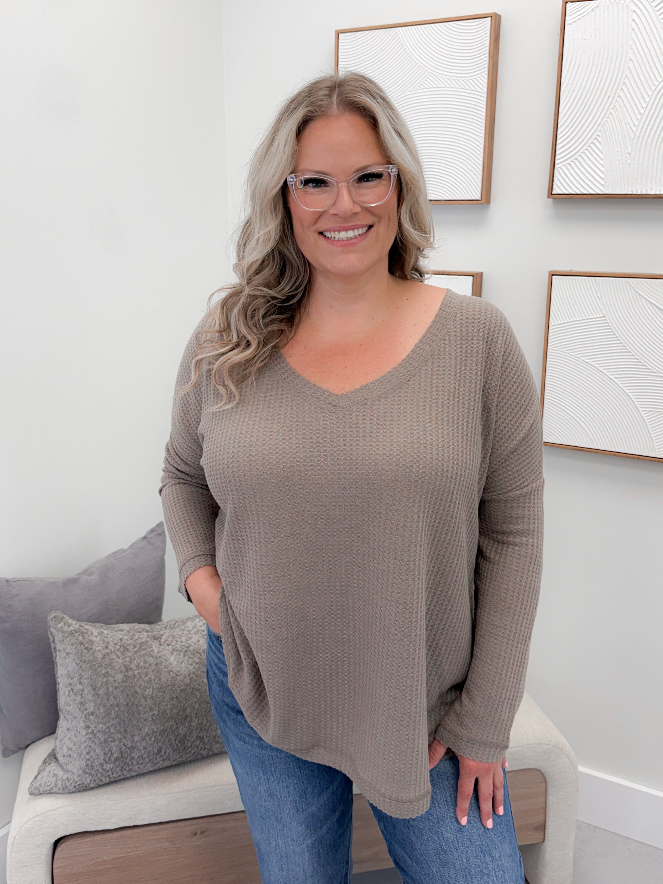 Whitney Waffle Long Sleeve in Mocha