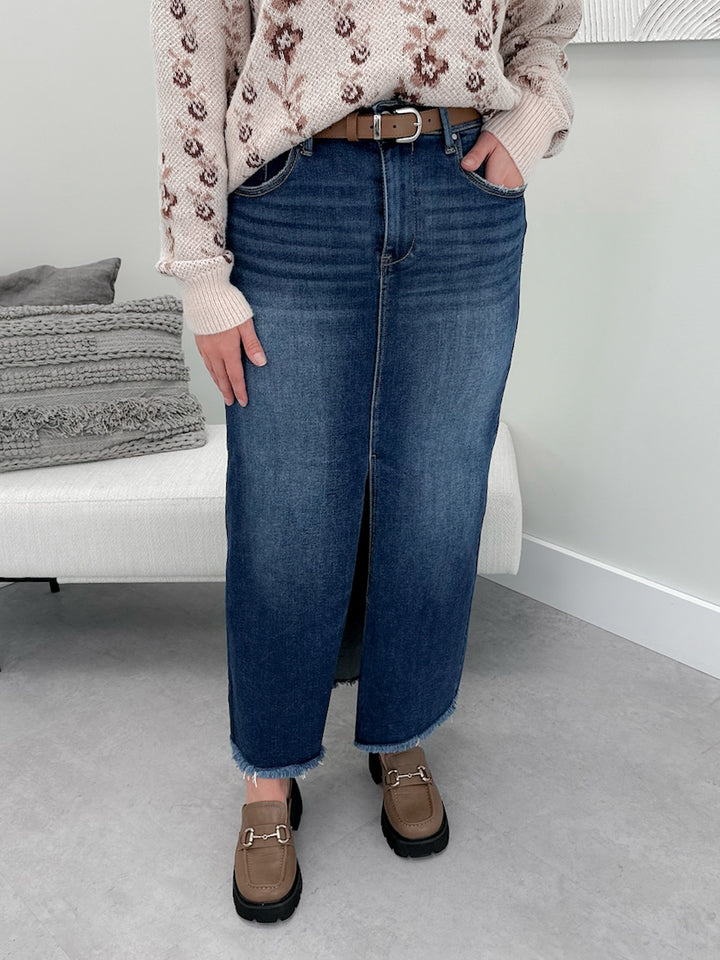 Pike Denim Skirt in Dark Wash