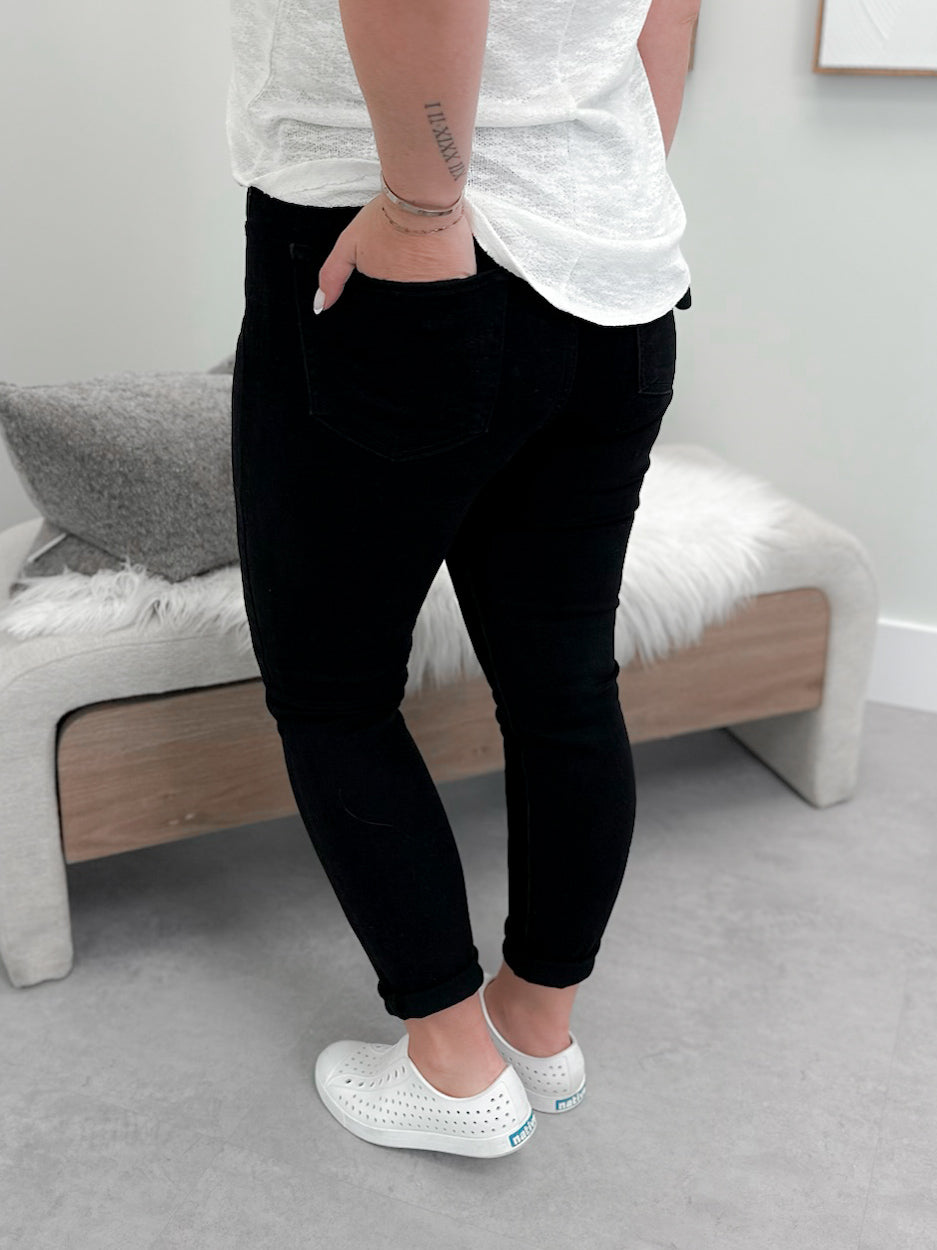 Raven Tummy Control Adjustable Jeans in Black by Risen
