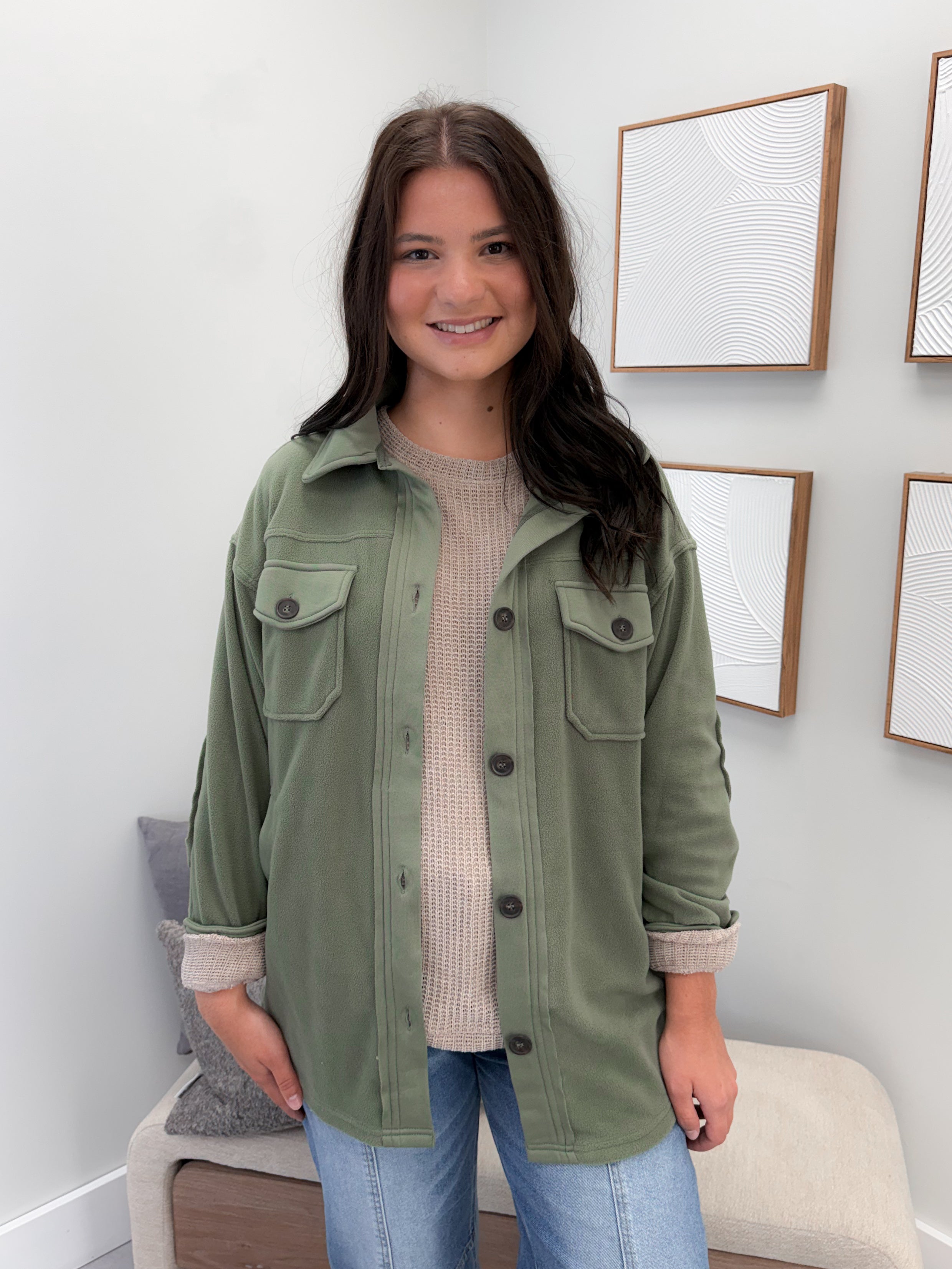 Vesta Shacket in Olive