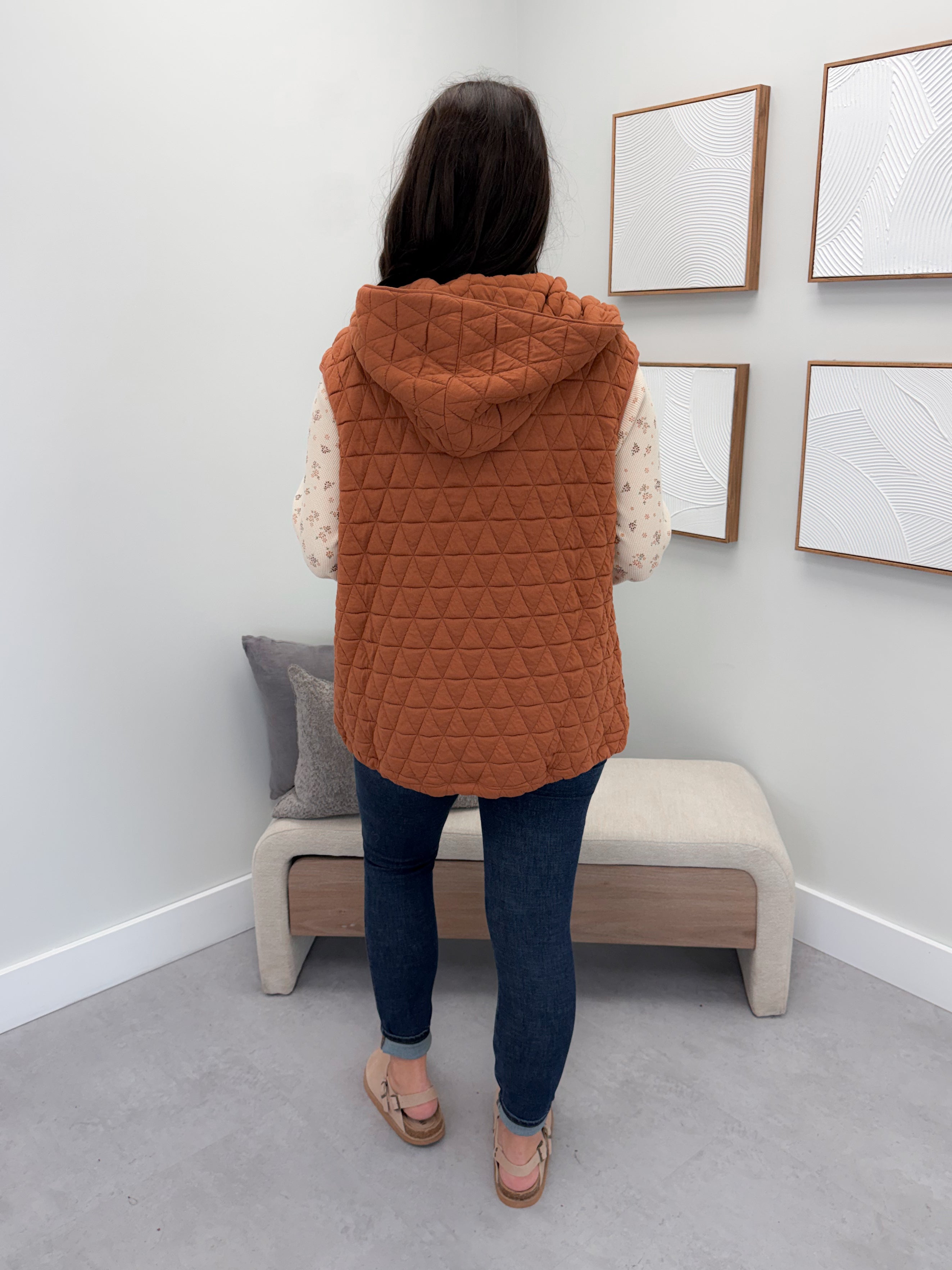 Stowe Quilted Vest in Rust