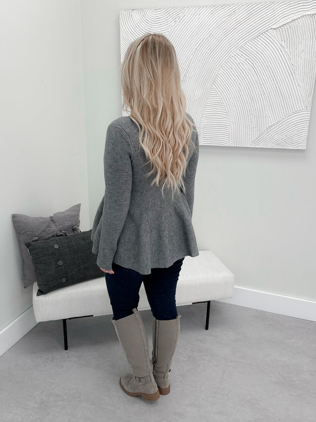 Lux Peplum Sweater in Grey