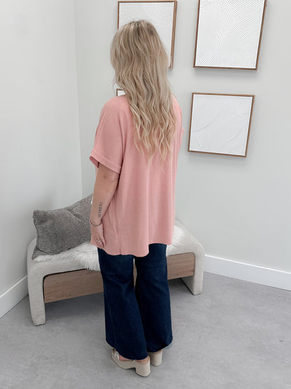 Lorainne Waffle Cardi in Pink