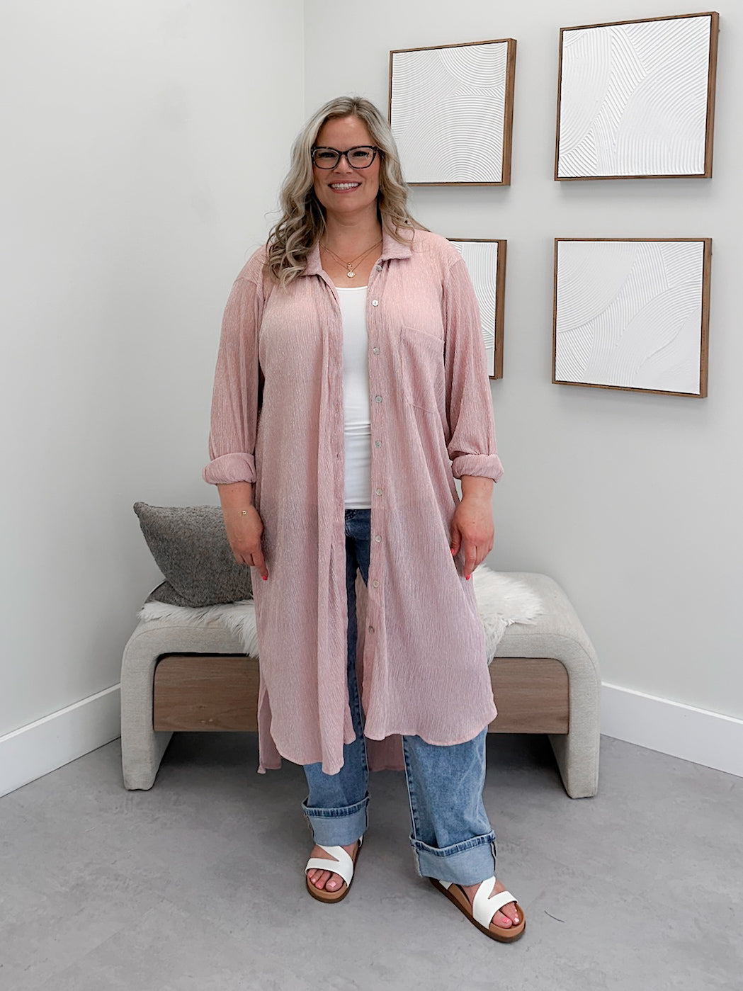 Zada Sheer Cardigan in Rose