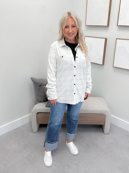 Briar Shacket in Grey Plaid