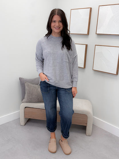 Denton Brushed Pullover in Heather Grey