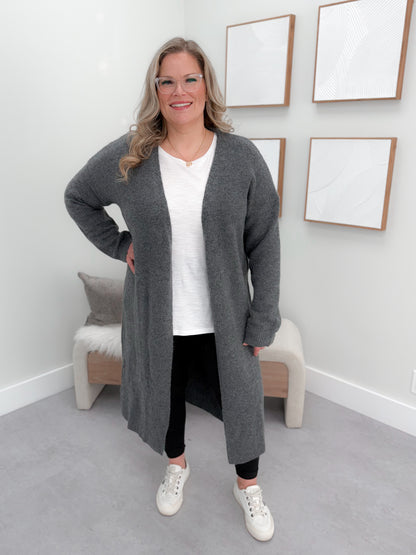 Eden Longline Cardigan in Charcoal