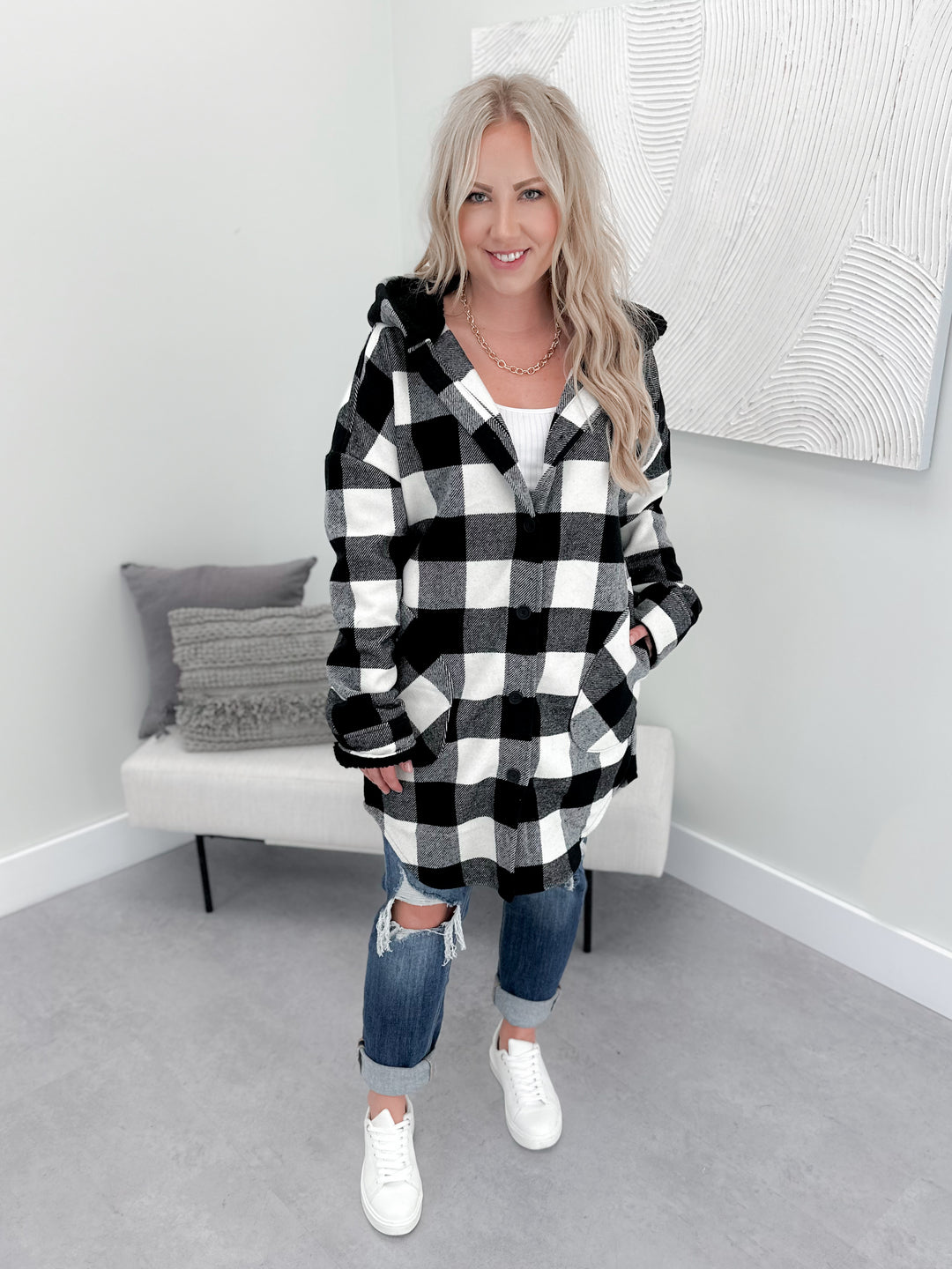 Highlands Shacket in Black Buffalo Plaid