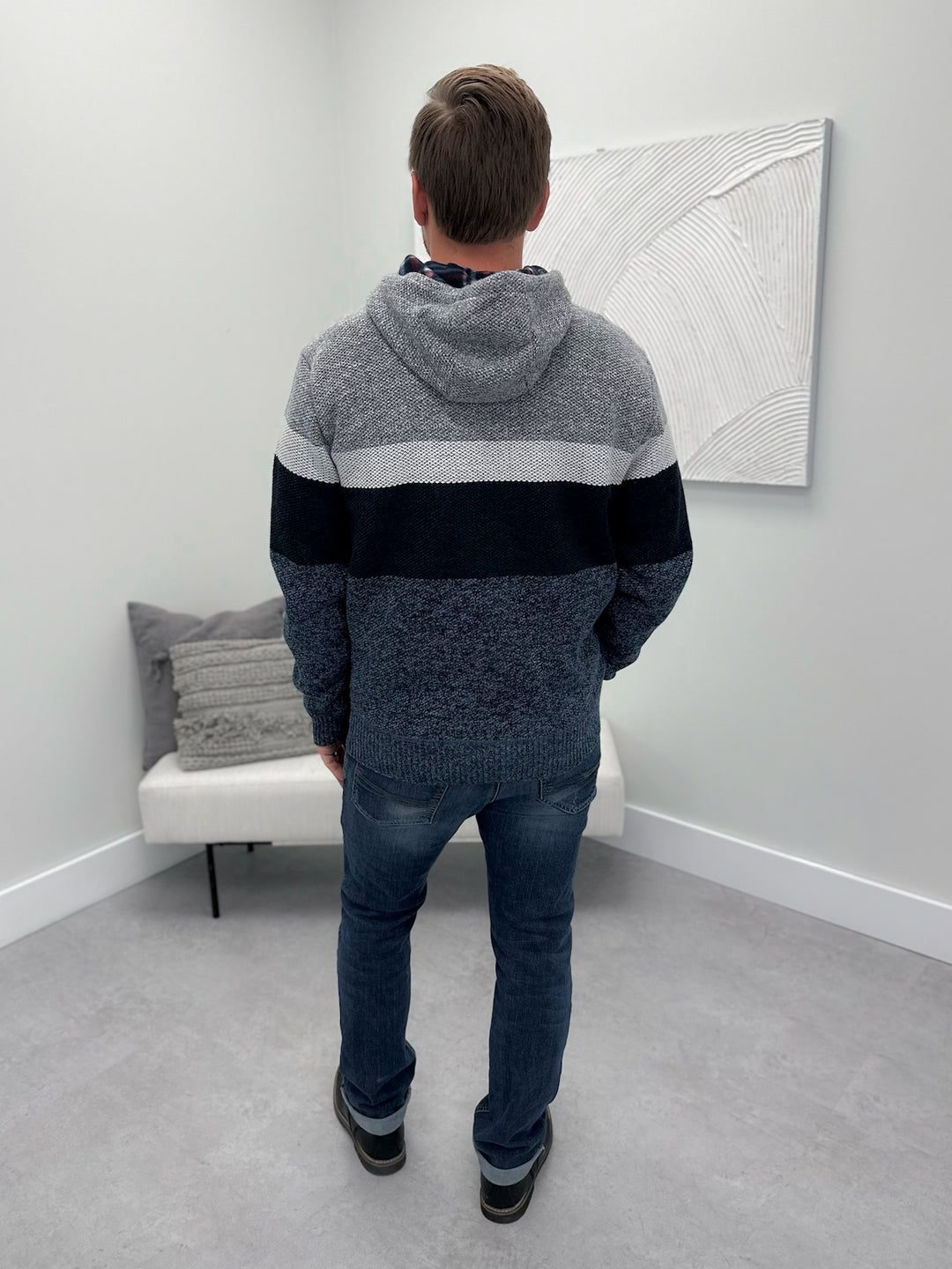Mens Ernest Sweater Hoodie in Blue