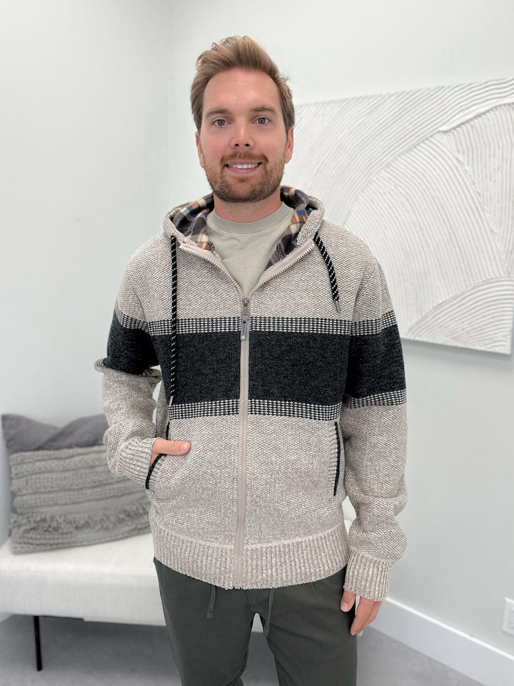 Mens Bear Sweater Hoodie in Beige