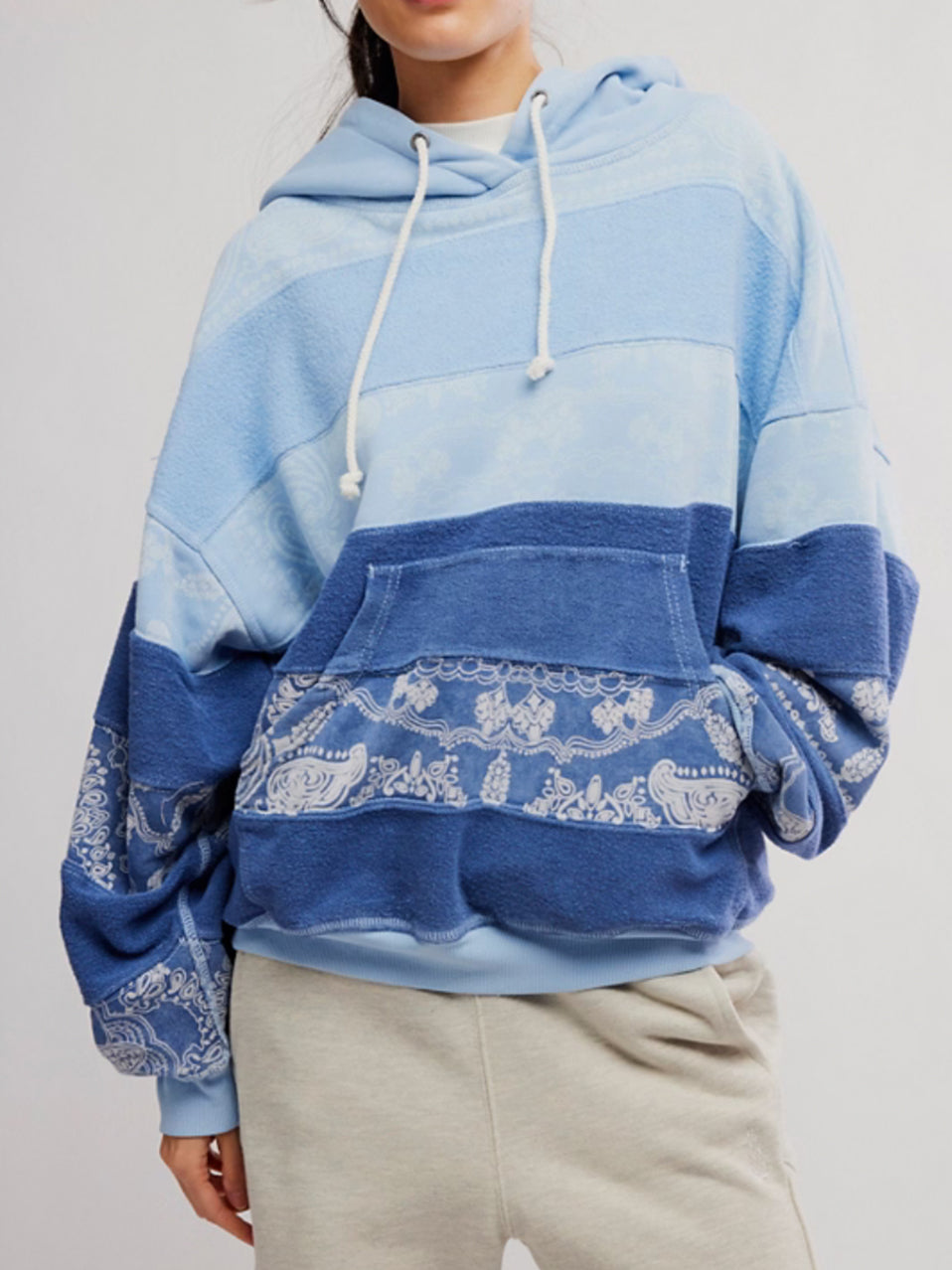 Final Call Bandana Logo Hoodie in Blue Indigo By Free People