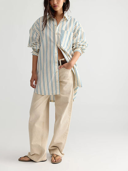 Freddie Striped Shirt in Ivory Combo by Free People