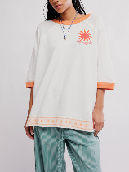 Giulia Embroidered Ringer Tee by Free People