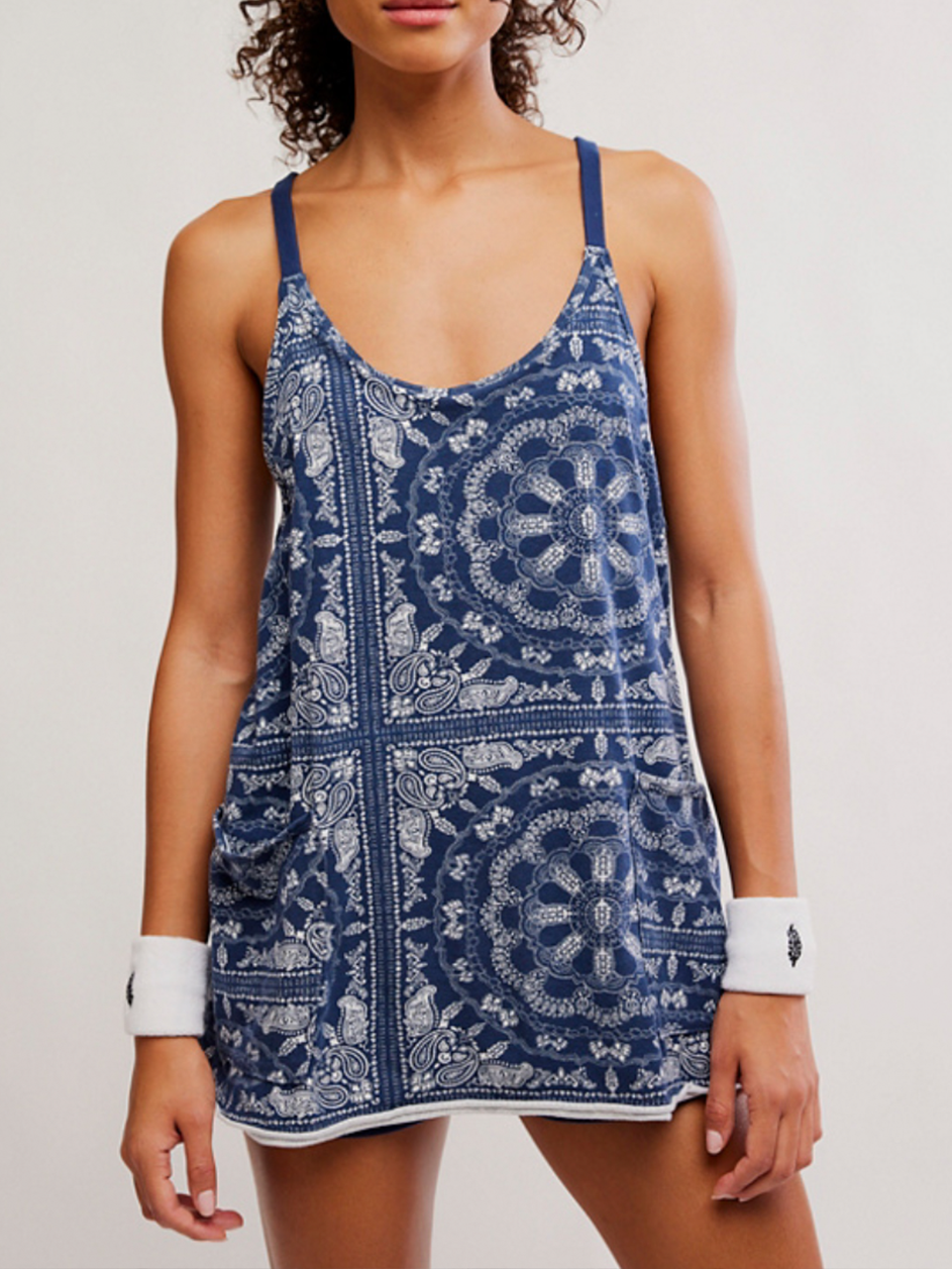 Hot Shot Mini Dress in Bandana Navy Combo by Free People
