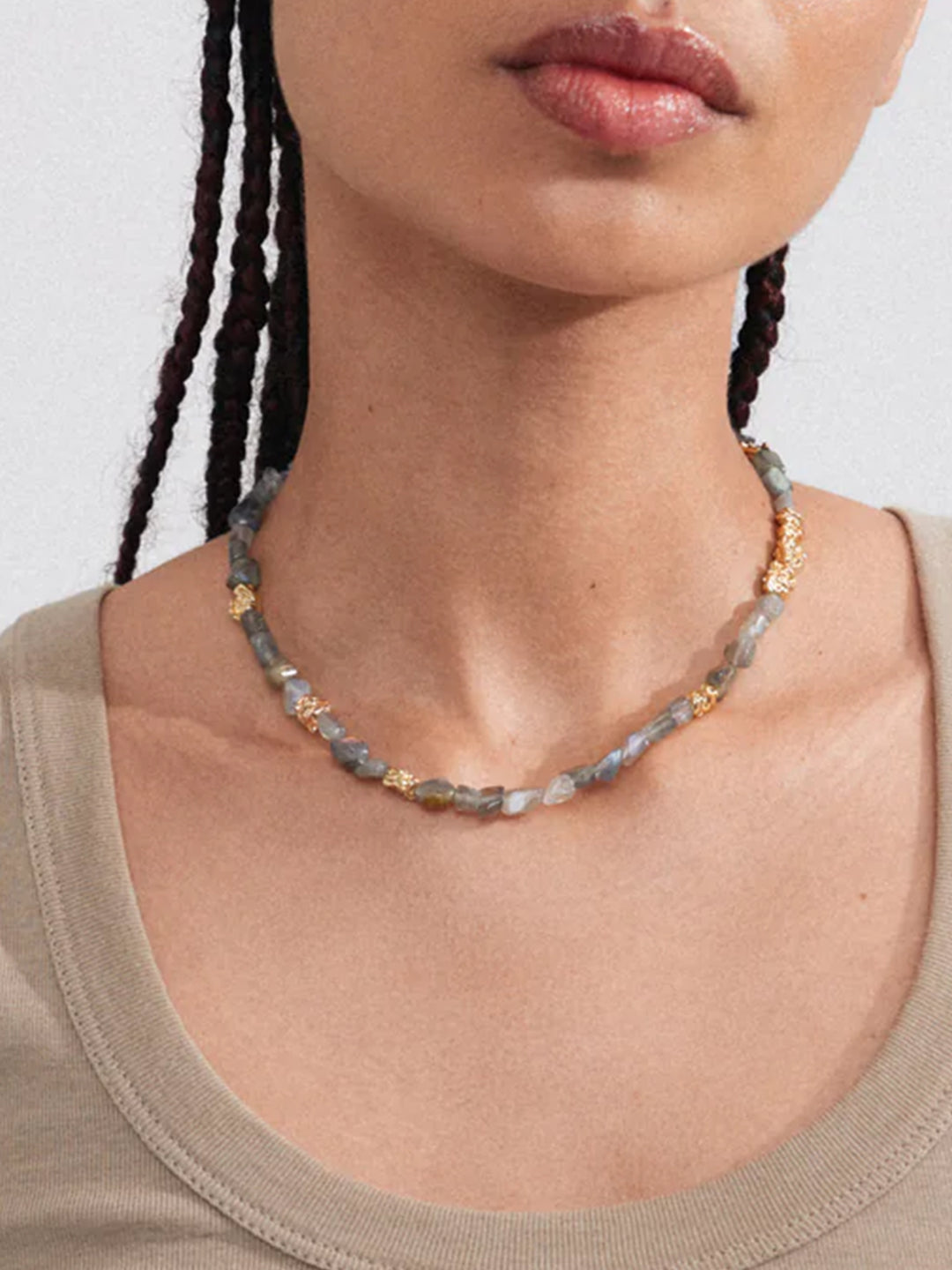 Grey Labradorite Beaded Necklace