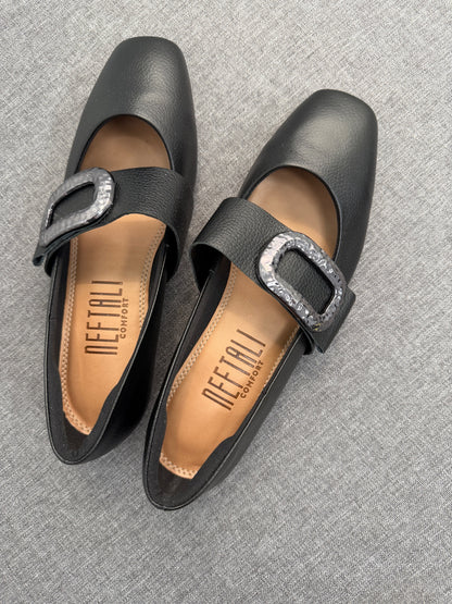 #226- Black Leather Shoes Size 38