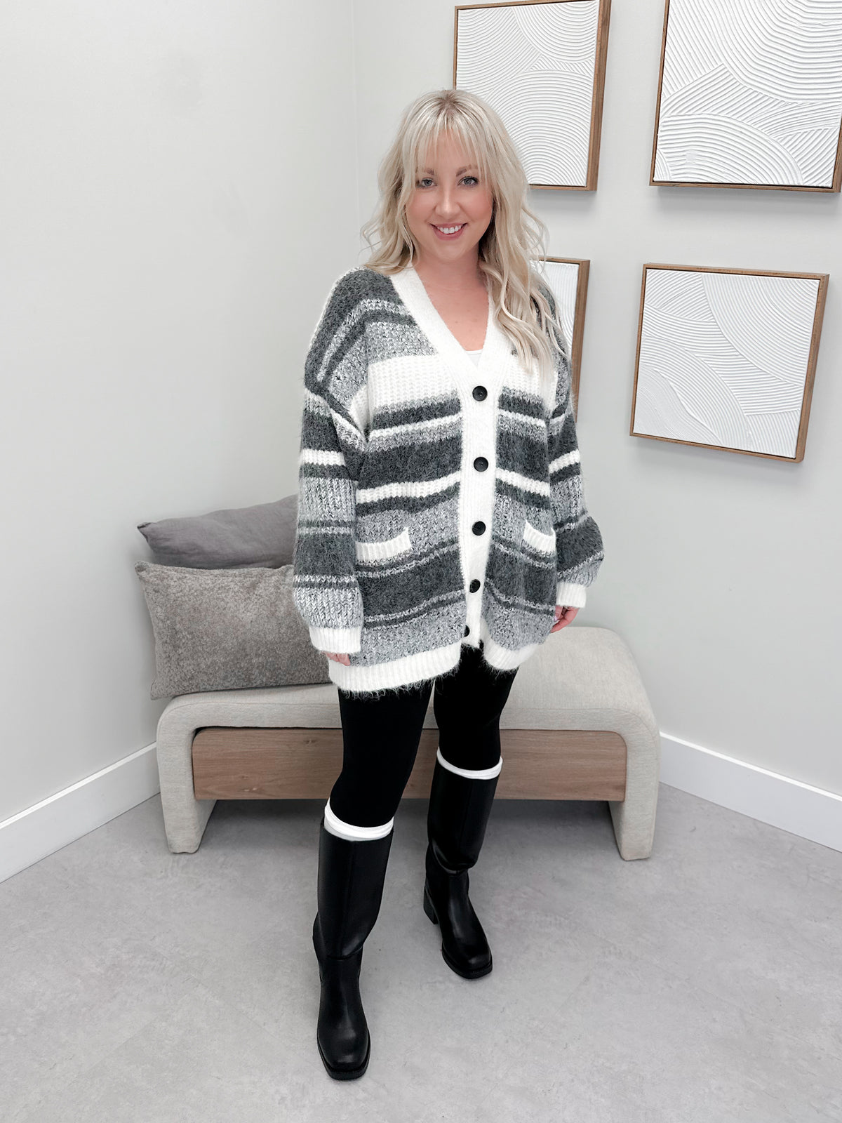 Lumi Striped Cardigan by Pol