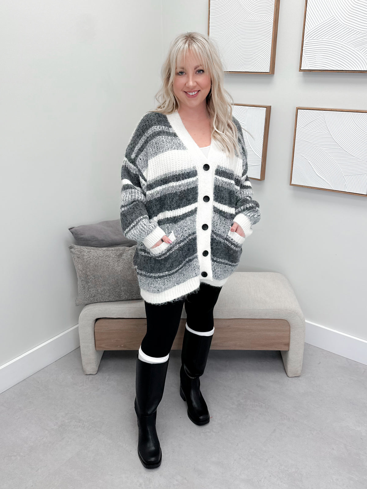 Lumi Striped Cardigan by Pol
