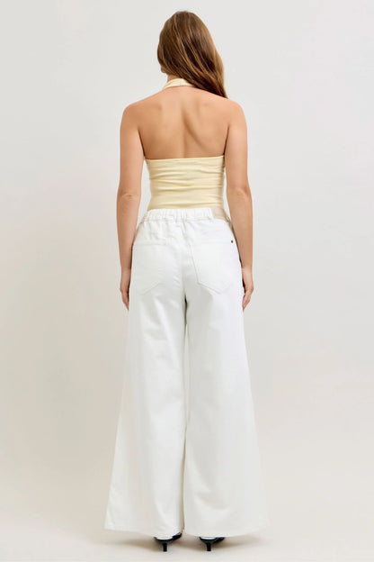 High Waist Palazzo Jeans in Cloud White by Judy Blue