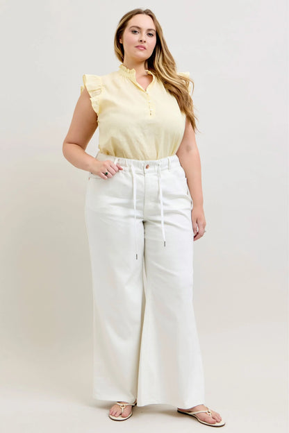 High Waist Palazzo Jeans in Cloud White by Judy Blue