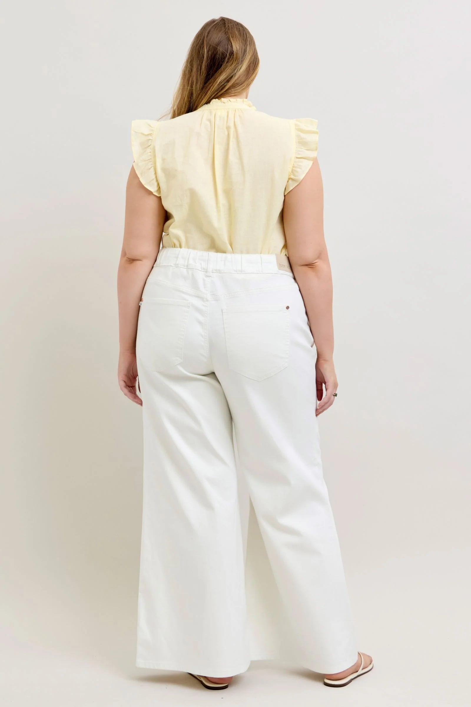 High Waist Palazzo Jeans in Cloud White by Judy Blue