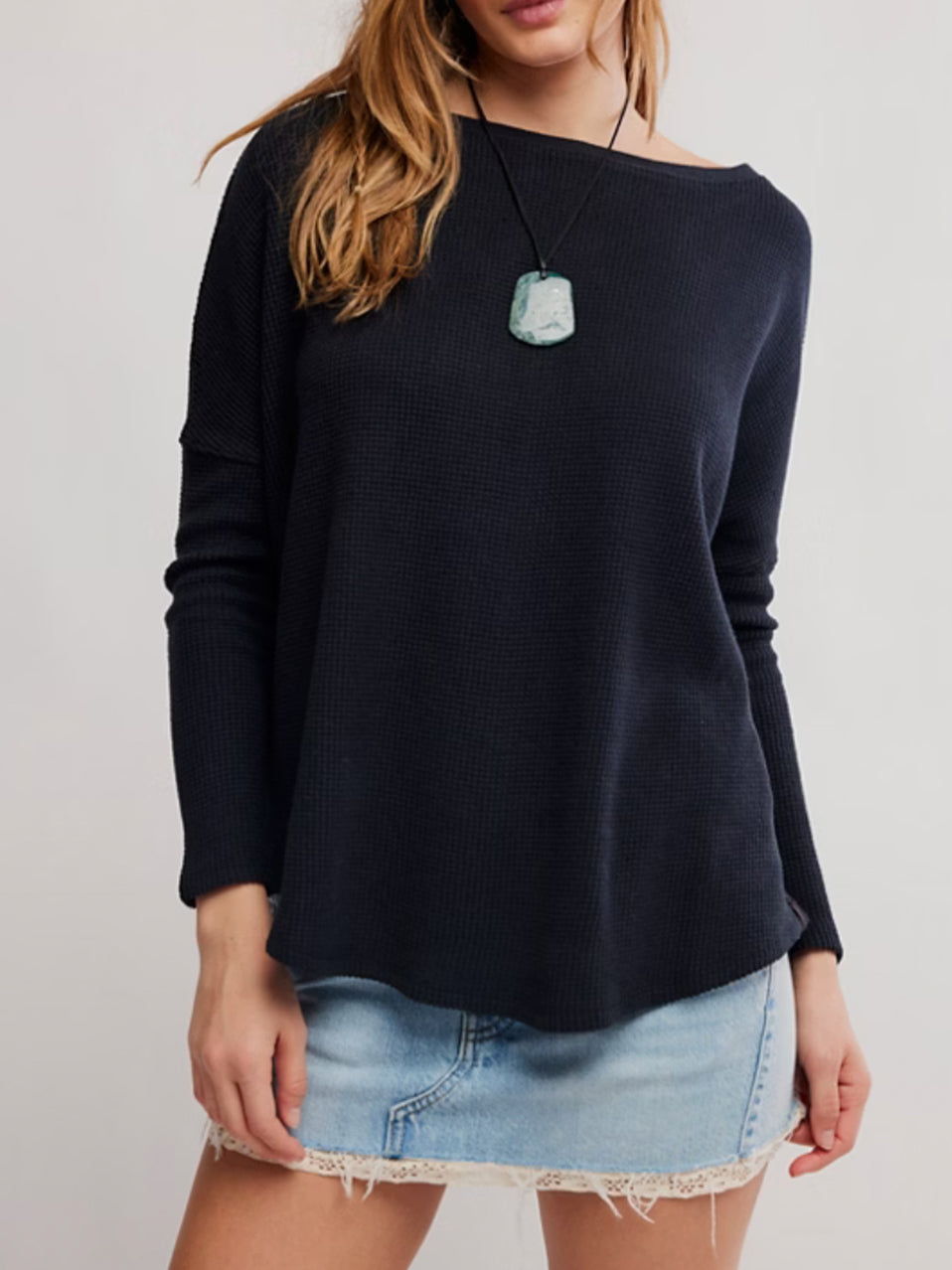 Latte Blues Solid Thermal in Black by Free People