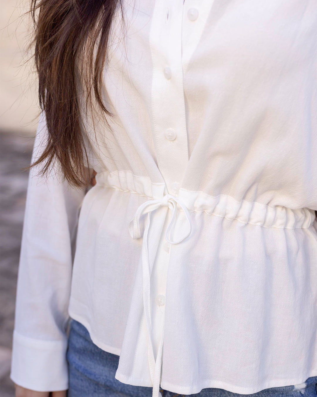 Linen Button Up Day Shirt in Soft White by Grace & Lace