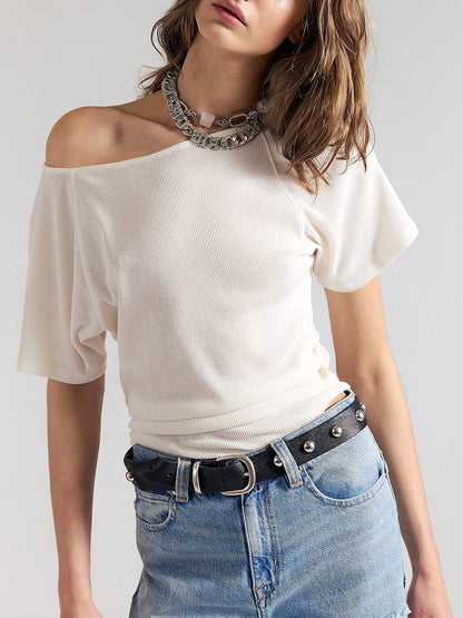 Lucy Off-The-Shoulder Tee in Sugar Swizzle by Free People