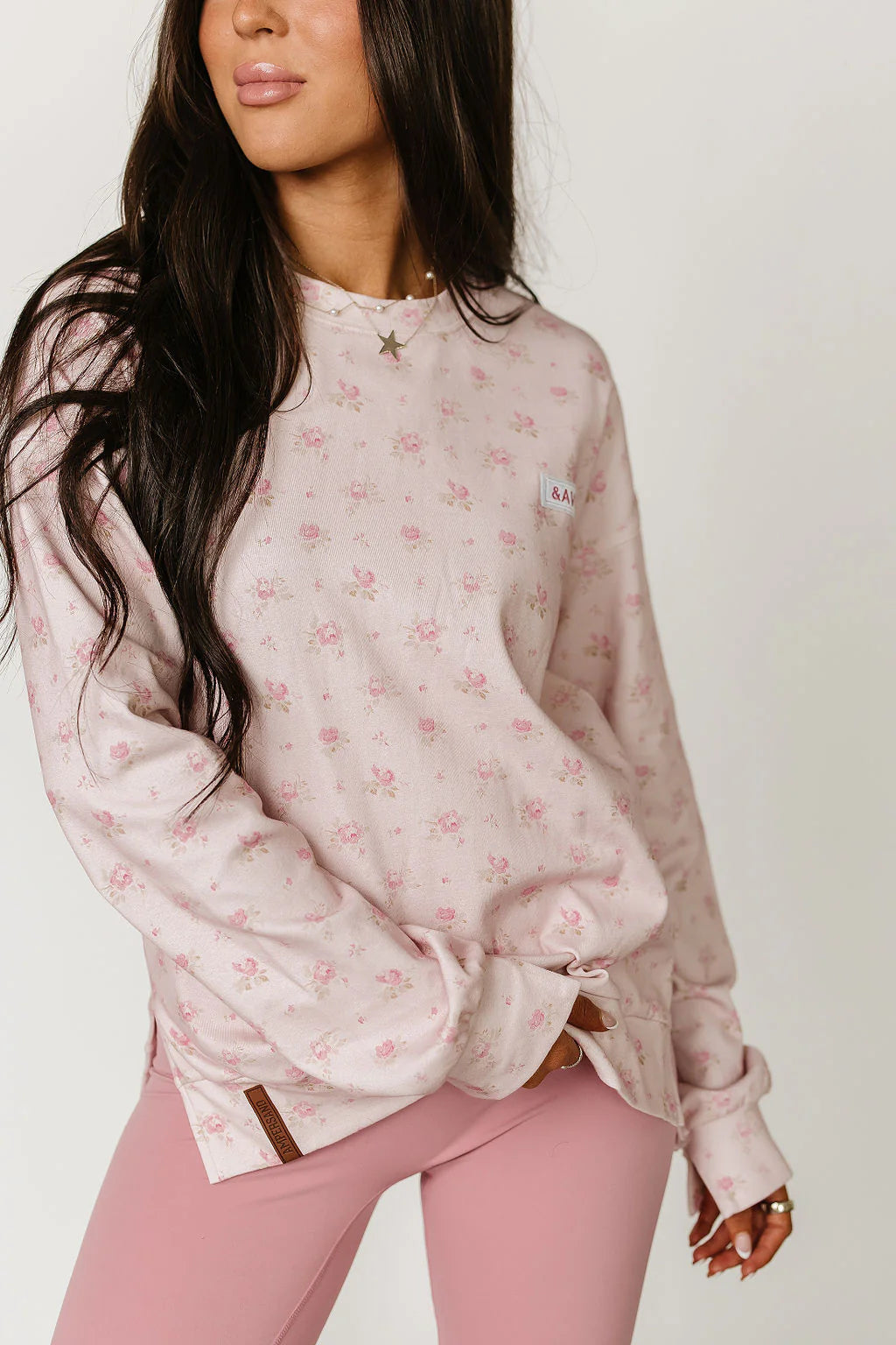 University Sideslit Pullover in Tea Rose by Ampersand Avenue
