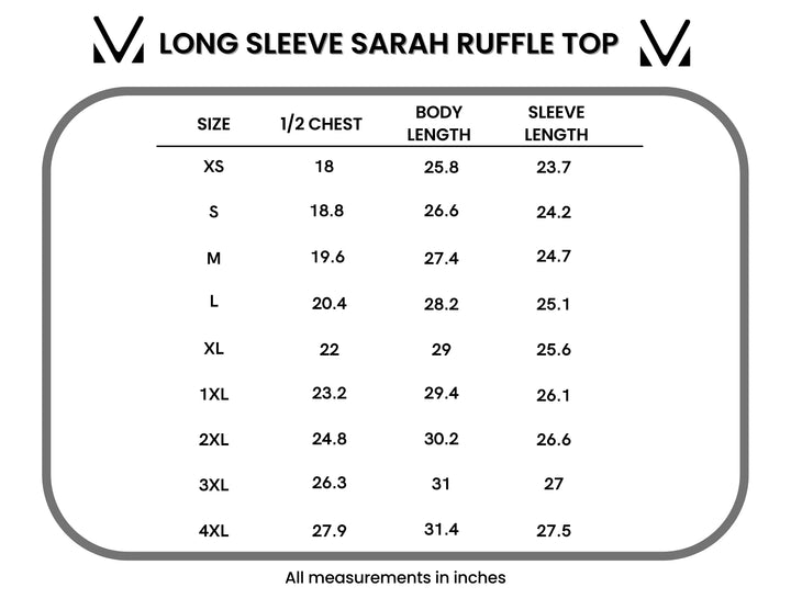 Sarah Ruffle Long Sleeve in Black by Michelle Mae