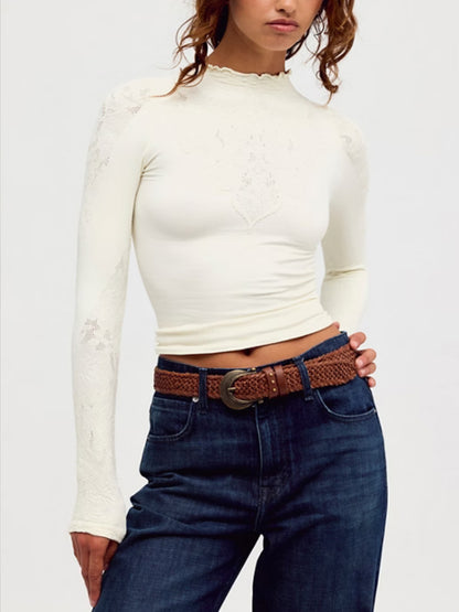 Mixed Feelings Mock Neck Top in Ivory by Free People