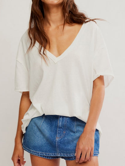 Nina V-Neck Tee in Ivory by Free People
