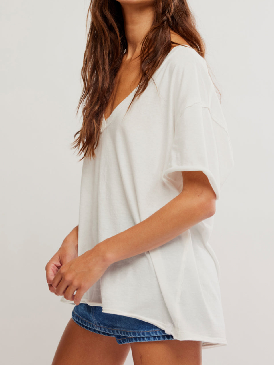 Nina V-Neck Tee in Ivory by Free People