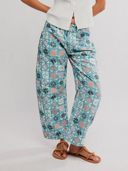 We The Free Good Luck Printed Barrel Jeans by Free People