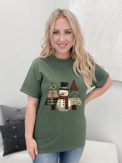 Patch Work Snowman Graphix Tee