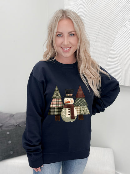 Patch Work Snowman Graphix Pullover / Hoodie