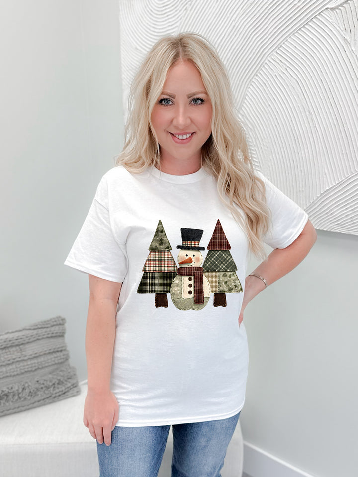 Patch Work Snowman Graphix Tee