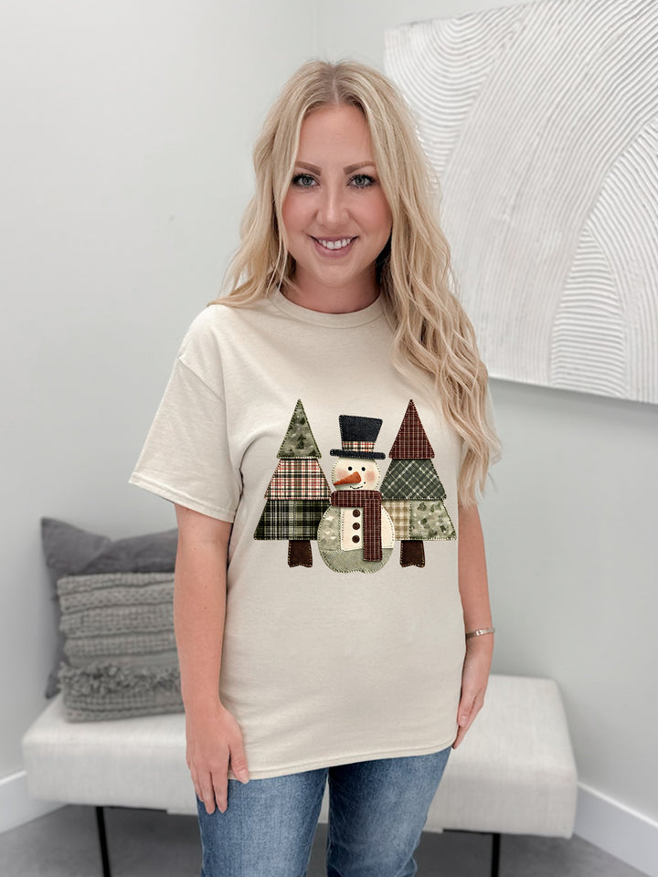 Patch Work Snowman Graphix Tee