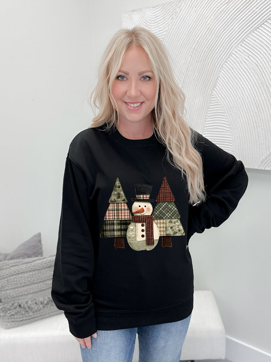 Patch Work Snowman Graphix Pullover / Hoodie